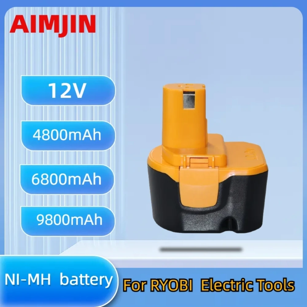 

For Ryobi 12V 4800/6800/9800mAh NiMH Battery Replacement Safety Compatible B-8286 BPT1025 RY-1204 1400143 1400652 1400670 440000
