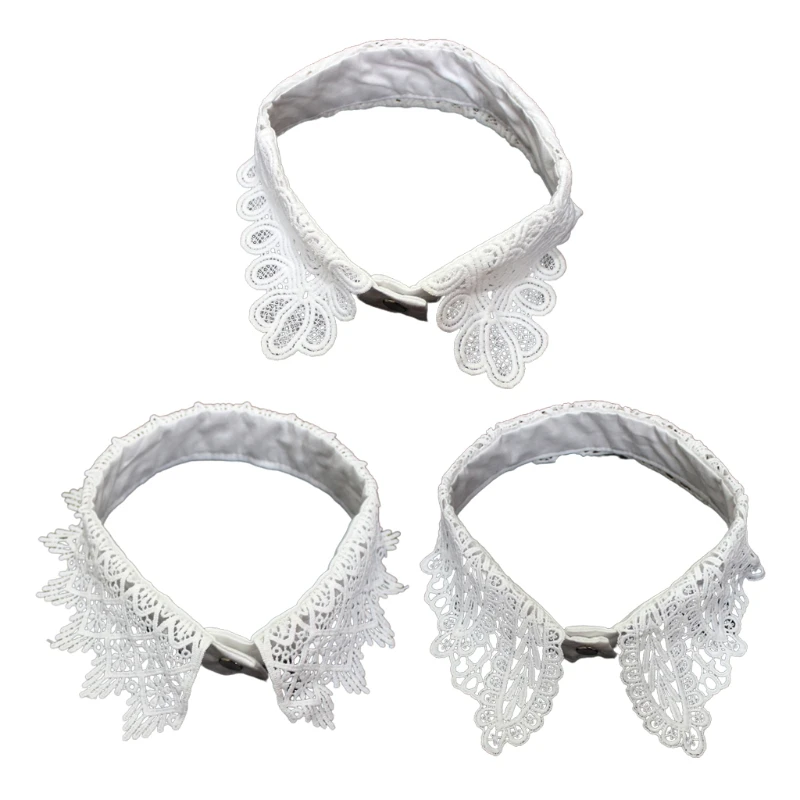 

Fashion Women False Collar Hollow Embroidered Collar Tie Choker Summer Accessory