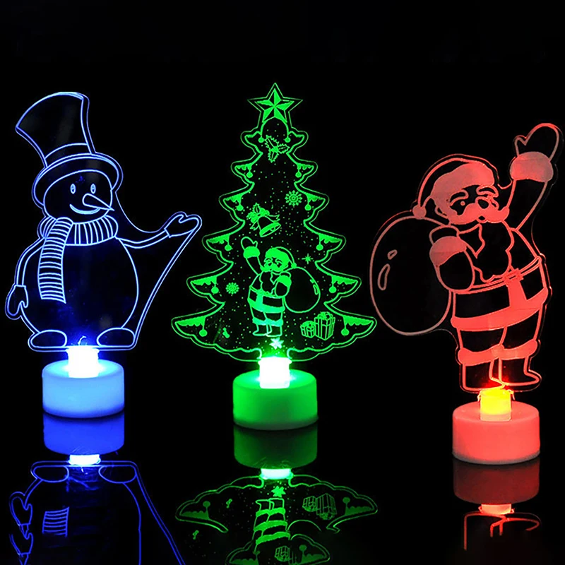 

LED Christmas Decoration Night Lights Flashing Christmas Santa Claus Snowman Xmas Tree Lights Lamp Ornament For New Year Party