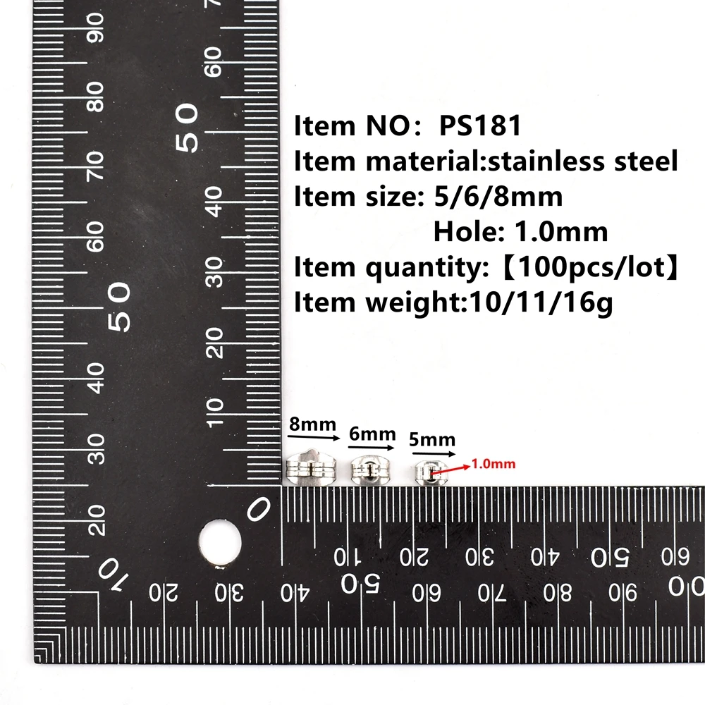 100Pcs/Lot 5 6 8mm Stainless Steel Earring Back Stopper Diy Accessories Earrings Stud Pin Caps Ear Plugging For Jewelry Making