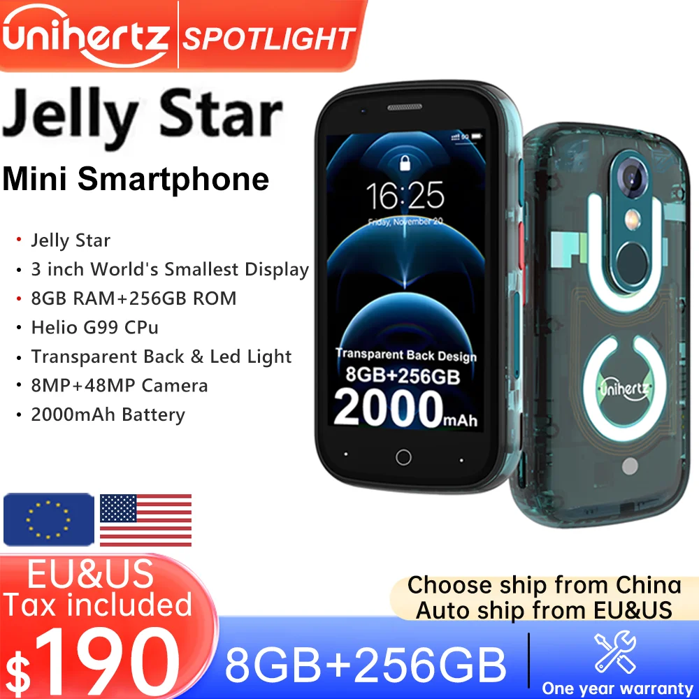 Unihertz Jelly Star Mini Smartphone Android 13 8GB 256GB Led