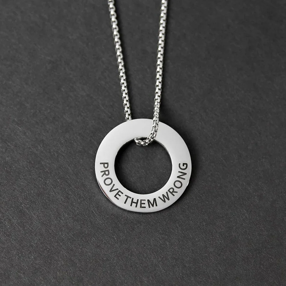 

Personalized Engrave Name Necklace Round Customized Stainless Steel Necklace Pendant Family Gifts For Man