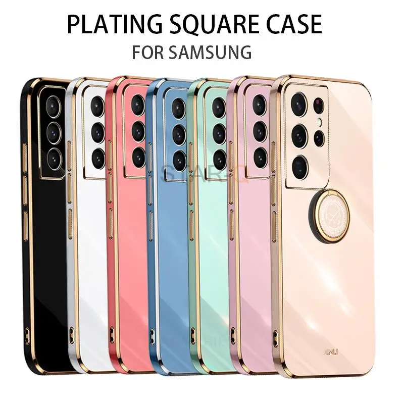 Elegant Plating Silicone Ring Holder Stand Phone Case