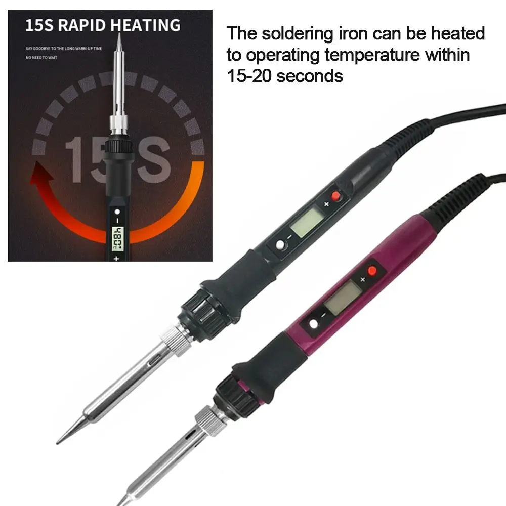 

80W Soldering Tips Rework Ceramic Heater Kit Electric Soldering Iron 220V 110V Temperature Adjustable Digital Display