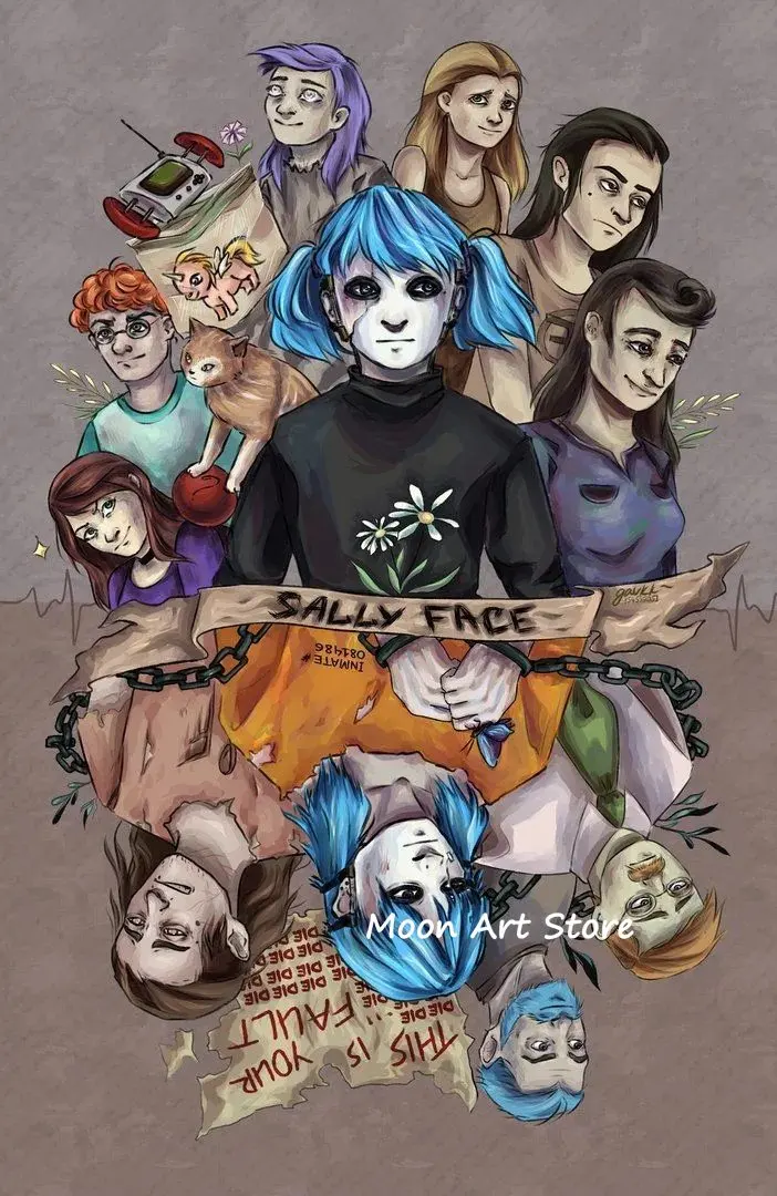 thumbnail image 1 of Pósteres de Sally Face con juego de suspenso de terror, pintura en lienzo con impresión HD, imágenes de arte de pared modernas, decoración para sala de estar y dormitorio, 1 of 5