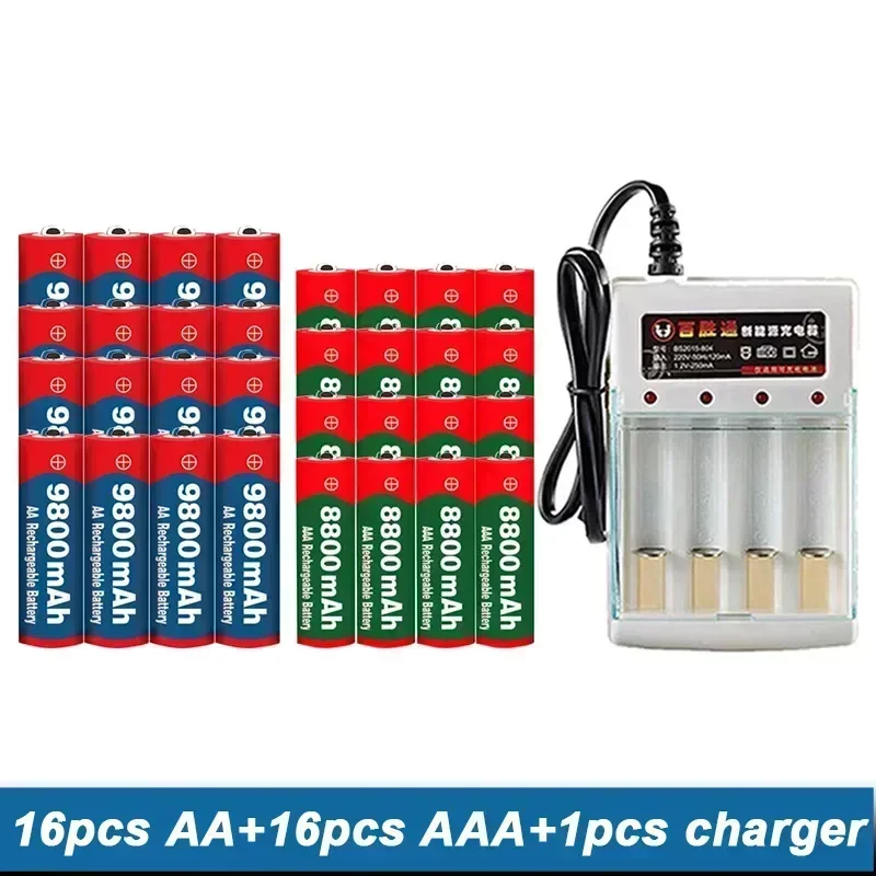 AA AAA Battery Rechargeable Battery 1.5V AA9800MAH+AAAA8800MAH+charger for Screwdriver 100% Original battery charger power tool battery rechargeable lithium batteries rechargeable nickel zinc batteries rechargeable nickel metal hydride batteries