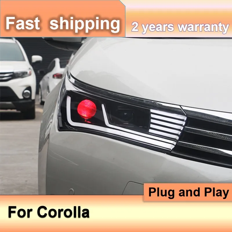 

Автомобильные аксессуары для Toyota Corolla, фары 2014-2016 Corolla, фары DRL, динамический сигнал поворота, фары дальнего света, объектив проектора