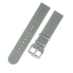 IBENIFIT Classic Nylon Watch Strap with Silver Buckle - Durable Fabric Wristband Replacement - 18mm (Gery)