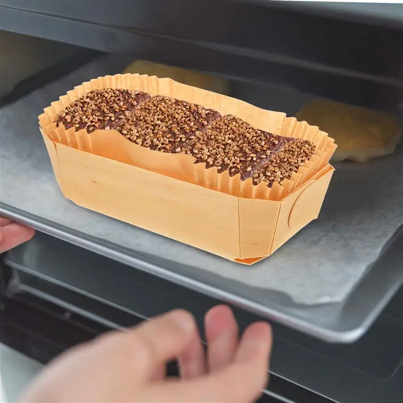 Wooden Box Paper Tray Kitchen Baking Mold Heat-Resistant Cookie Box Disposable Cake Toast Loaf Pan Oil-Proof Kitchen Supply