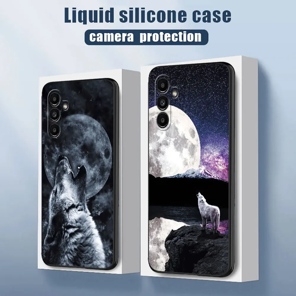 Custodia Moon Roaring Wolf Per Samsung Galaxy A13 A03 Core A04S A02S A04E A52 A54 A01 A03S A05S A14 A12 A05 Cover In Silicone