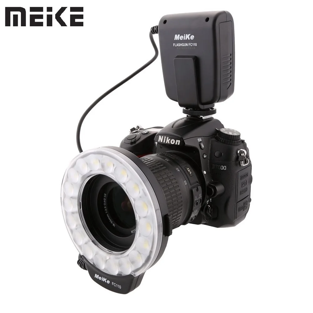 

Кольцевая вспышка Meike для фотоаппарата Canon Nikon Olympus DSLR 70D 80D 550D D850 с 7 переходными кольцами