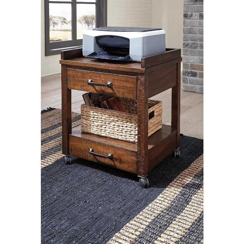Baldridge Rustic Industrial Office Printer Stand with Storage 3