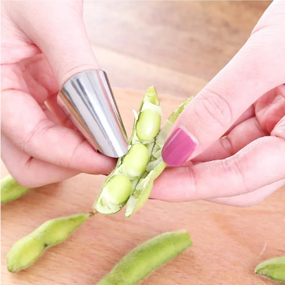 Stainless Steel Peeler for Peeling Beans, Chestnuts, and Nuts, Finger Protector Bean Sheller and Peeler Kitchen Tool