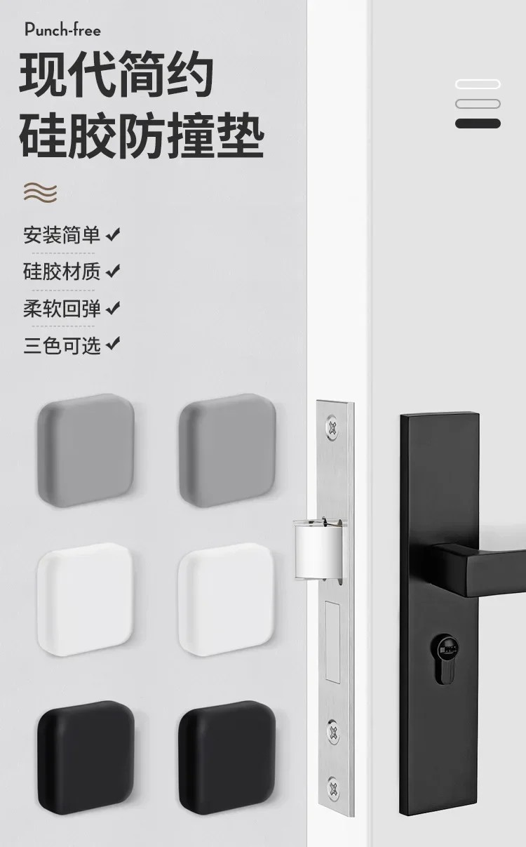 Description Picture 2 of itemxgnvpy DoorStopper Silicone Handle Bumpers Self-Adhesive AntiShock Porte Protection Pad HomeImprovement WallGuard