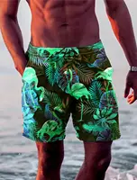 New Men's Shorts Swim Trunks Drawstring Leaf Flamingo Graphics Quick Dry Short Casual Holiday Hawaiian Micro-elastic 2