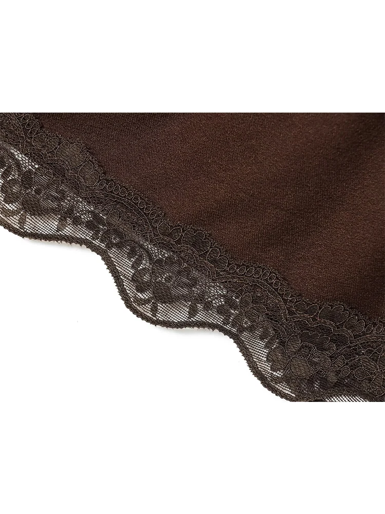 Women Solid Tee Shirts Fashion Asymmetrical Tee Elegant Boat Neck Blouse Long Sleeve Casual Lace Splice Chic Tops 2026 New