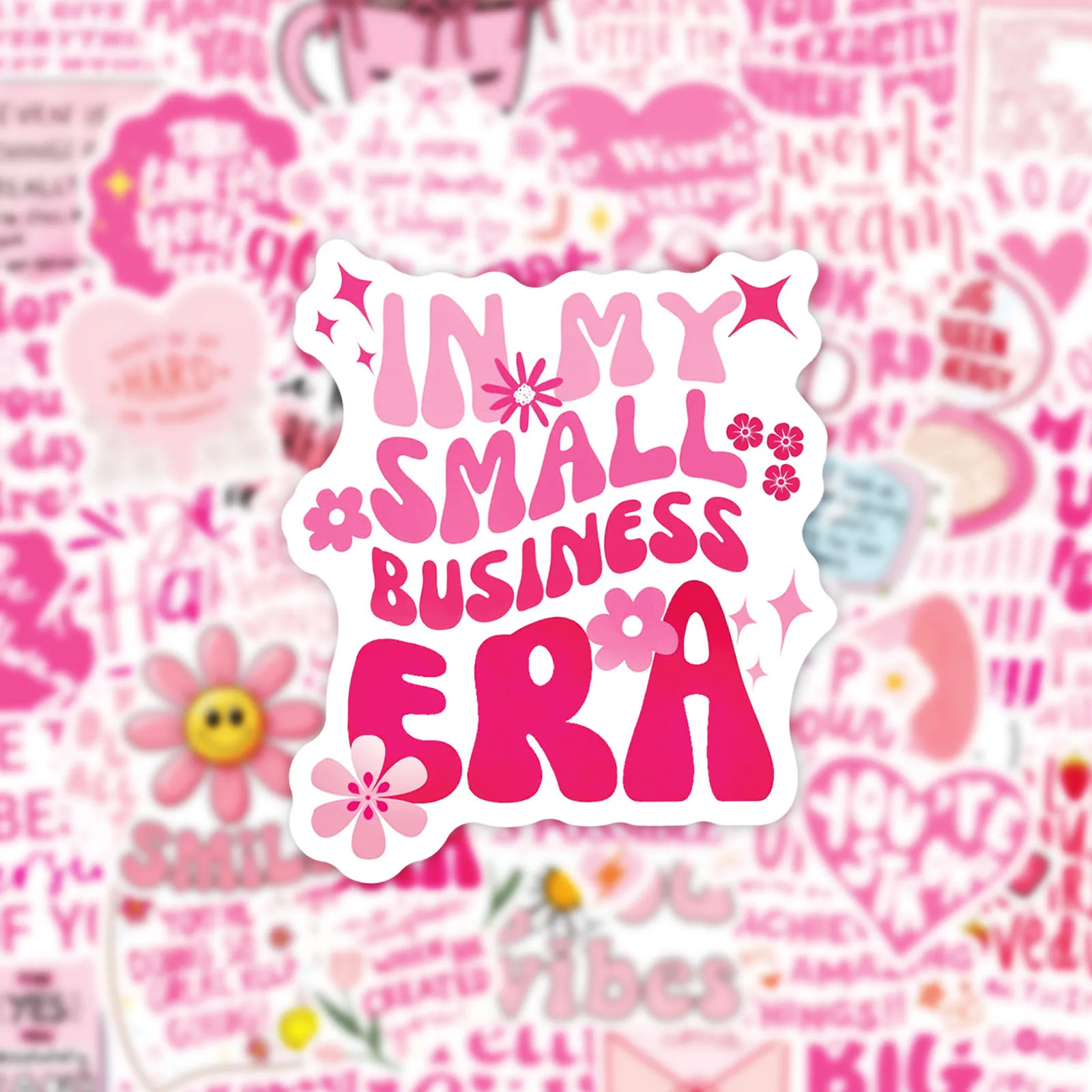 Motivational Pink Cartoon Quote Stickers - 50 Pack Inspirational Decals