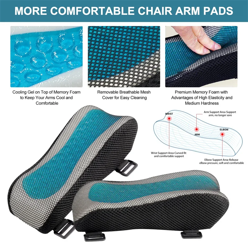 Description Picture 3 of itemOffice Game Chair Armrest Pad Elbow Pillow Comfortable Support Cushion Memory Foam Inner Core Sofa Cushion for Home Armrest Mat