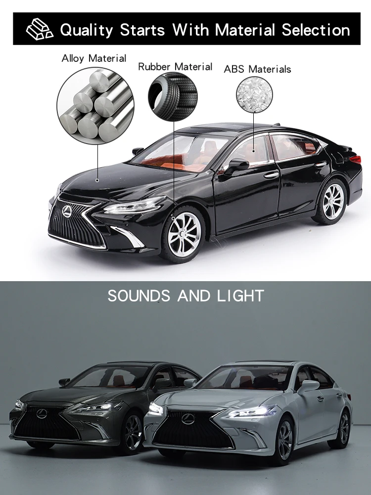 Фото Украшение для дома Lexus ES300, роскошная модель автомобиля, изысканные Литые и игрушечные автомобили JLF 1:24, Коллекционная модель металлического автомобиля из сплава №3