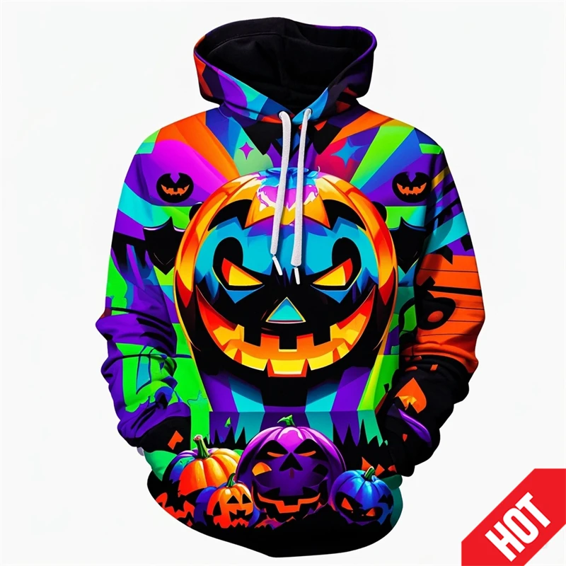 Sudadera con capucha con diseño de calabaza de moda de Halloween con estampado 3D para hombres y mujeres, sudadera divertida de terror, sudaderas con capucha de hip hop, sudadera con capucha genial pa