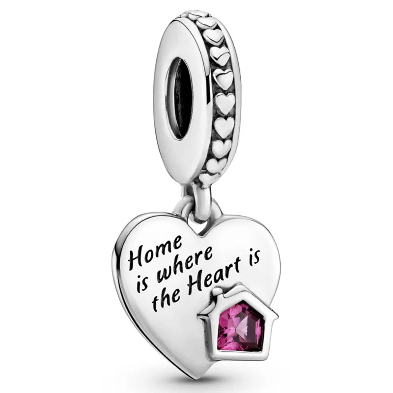 

Original Love My Home Heart Dangle Beads Charm Fit Pan Women 925 Sterling Silver Bracelet Bangle Jewelry