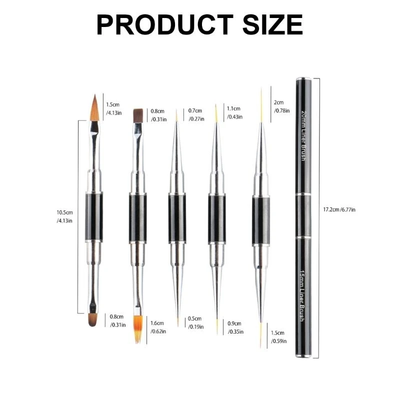 예술가와 디자이너를위한 필수 이중 기능을 갖춘 Y4NA 5Pcs 금속 공예 펜 학생 문구 미세하고 넓은 라인