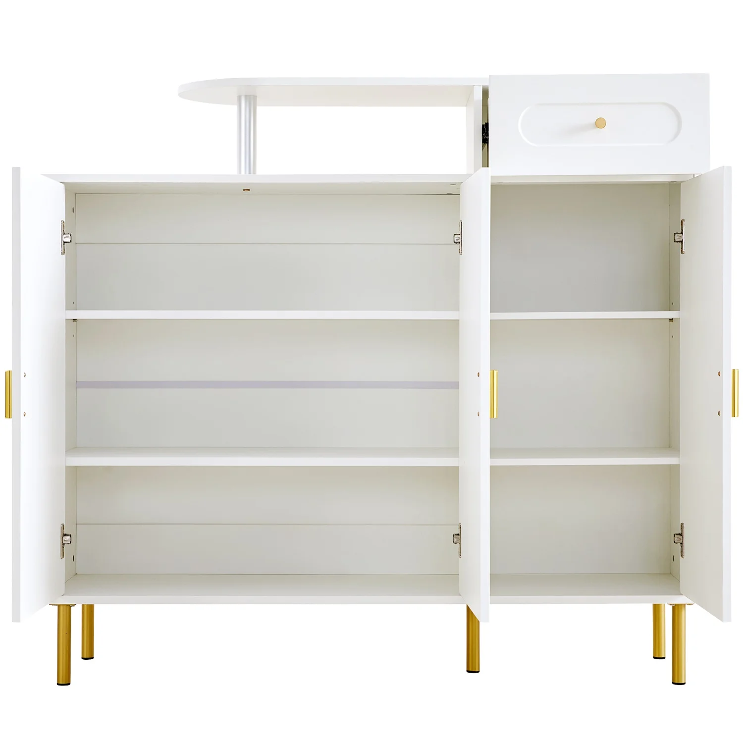 Modern Dresser/Sideboard/Shoe Cabinet With Metal Handles, 1 Drawer And 3 Doors, On Metal Feet, White. Size B120×H92×T35 Cm – Detail 7