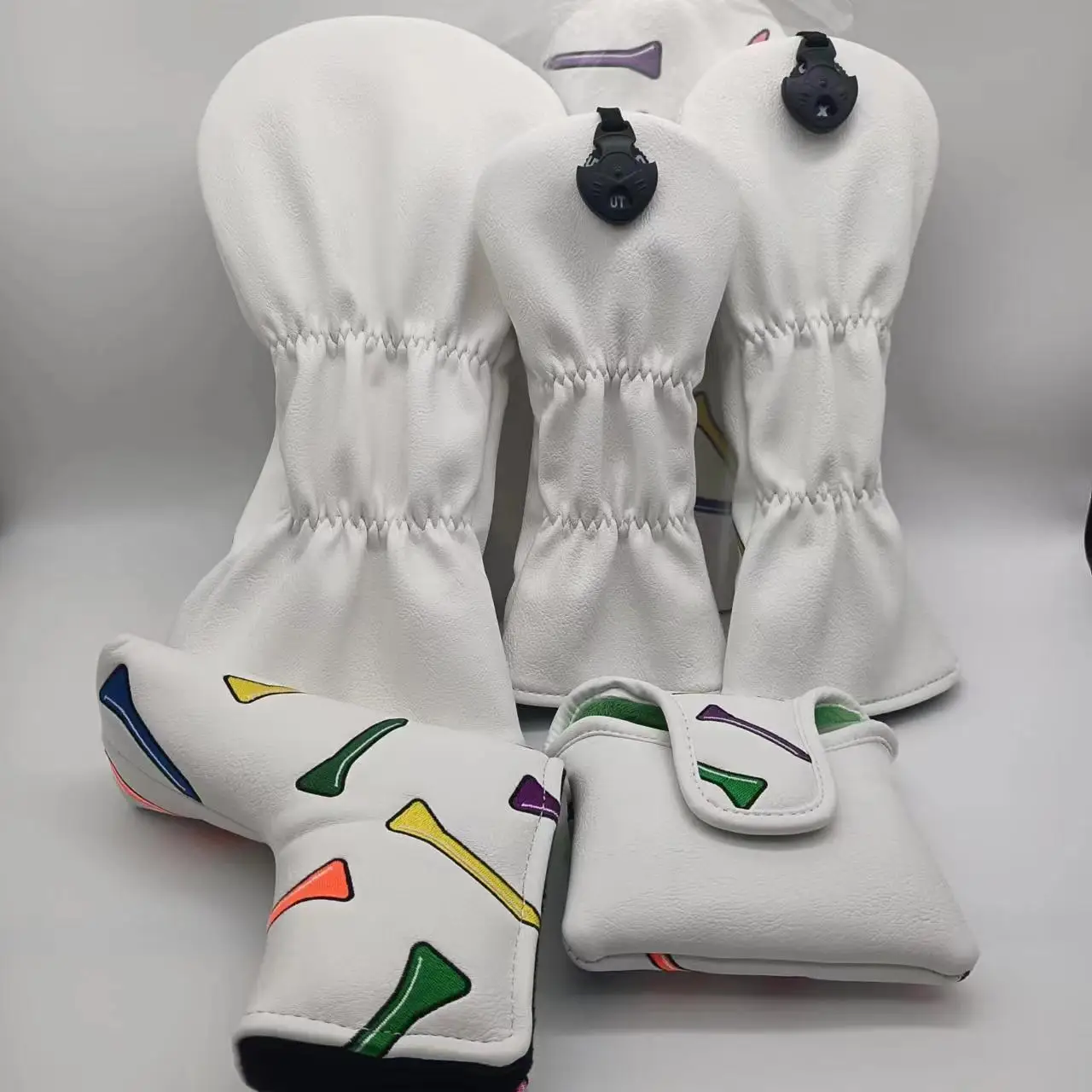 Golf club Headcovers,Colorful Tee Driver Headcover Fairway Wood Cover Hybrid Cover Mallet Putter Headcover Blade Putter Cover