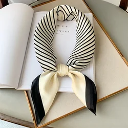 Luxury Women's Silk Satin Neckerchief Scarf by Laven Official Store - One Size (A)