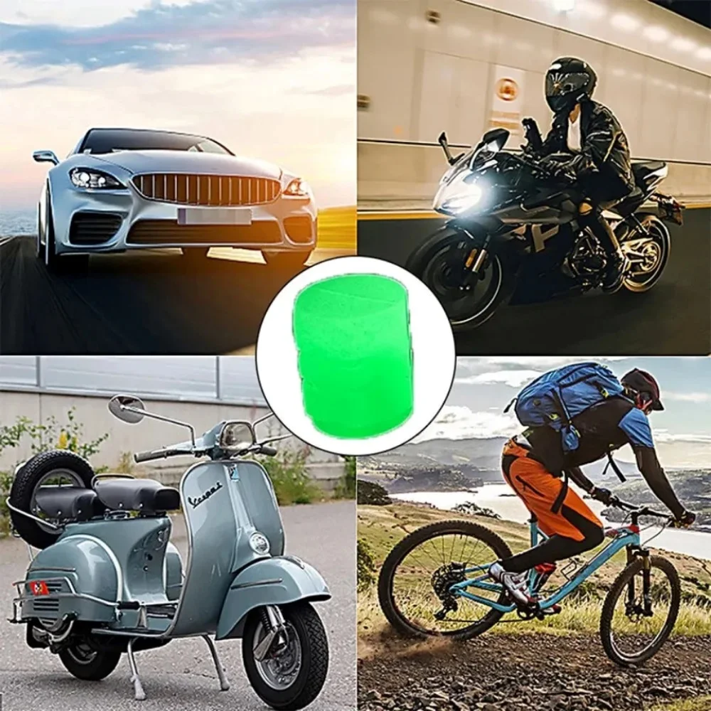 4/20PCS Luminous Tire Valve Caps Motorcycle Bike Wheel Nozzle Dustproof Tyre Valve Stem Fluorescent Night Glowing Car Decor 5