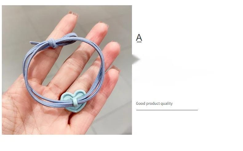 Versione coreana di anello colorato a forma di cuore, fascia elastica semplice e alta, testa a sfera con coda di cavallo da donna, accessori per capelli con elastico_voghion.com