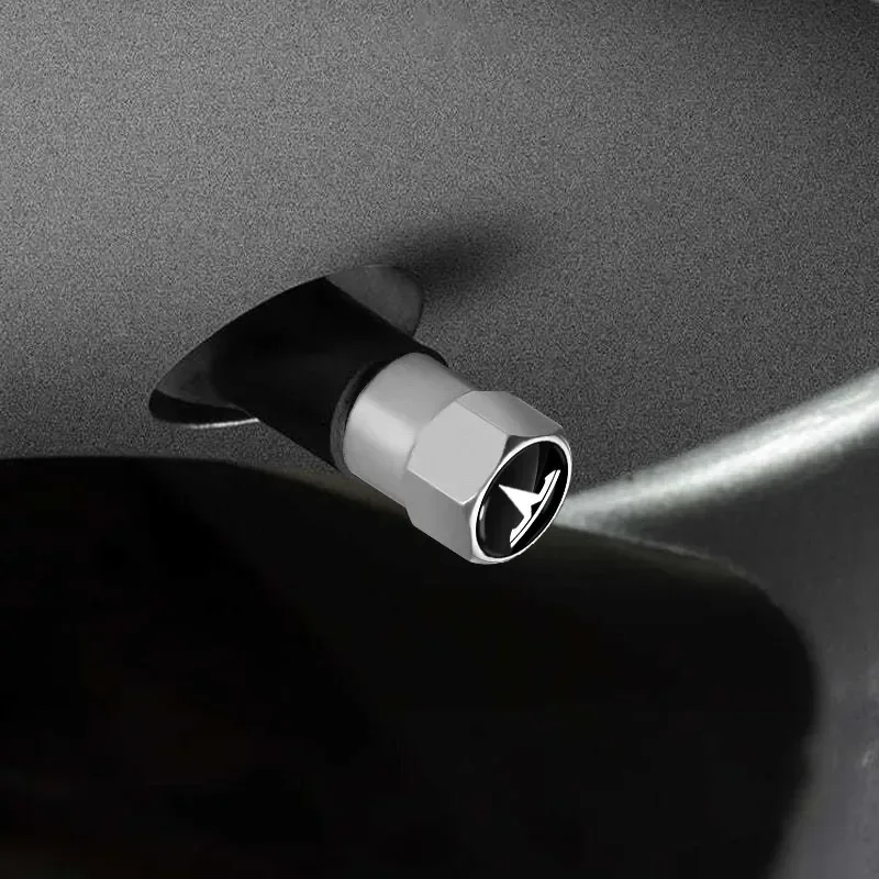4Pcs Car Tire Valve Caps Metal Tyre Air Stems Cover Car Accessories For Tesla Model 3 Y S X 2023 2024 2021 SpaceX Roadster Auto 5