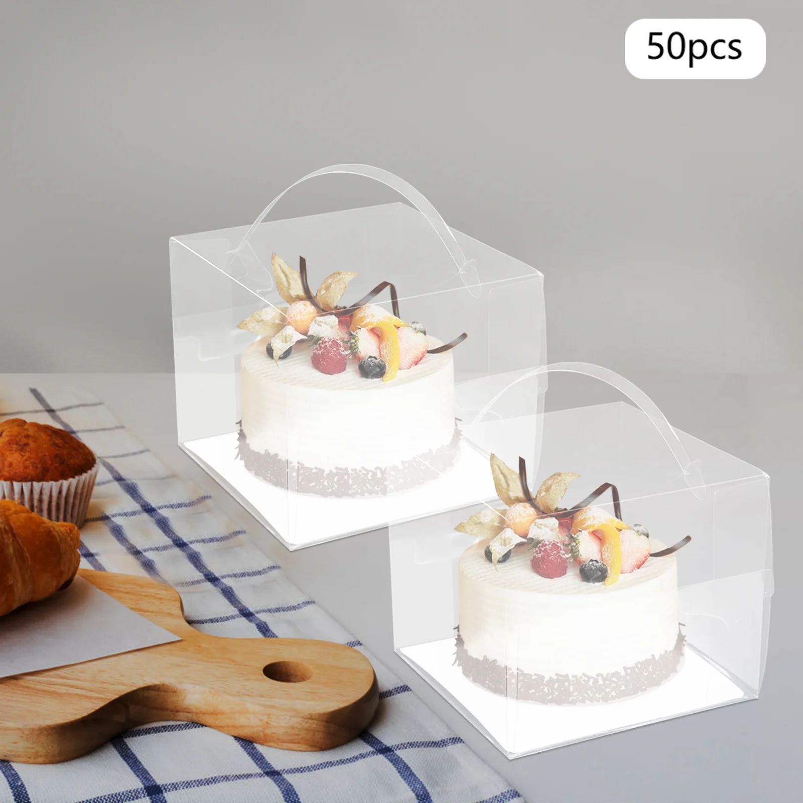 50PCS Clear Cake and Bread Packaging Boxes with Handle, Transparent Dessert Gift Boxes ... - SKU CCBB1759 - UGI Packaging