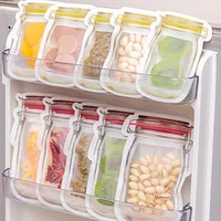 4pcs Reusable Mason Jar Bags Zipper Candy Bag Plastic Cookie Bag Waterproof Food Storage Bag Nut Sandwich Zip Lock Bags Bean Bag 1
