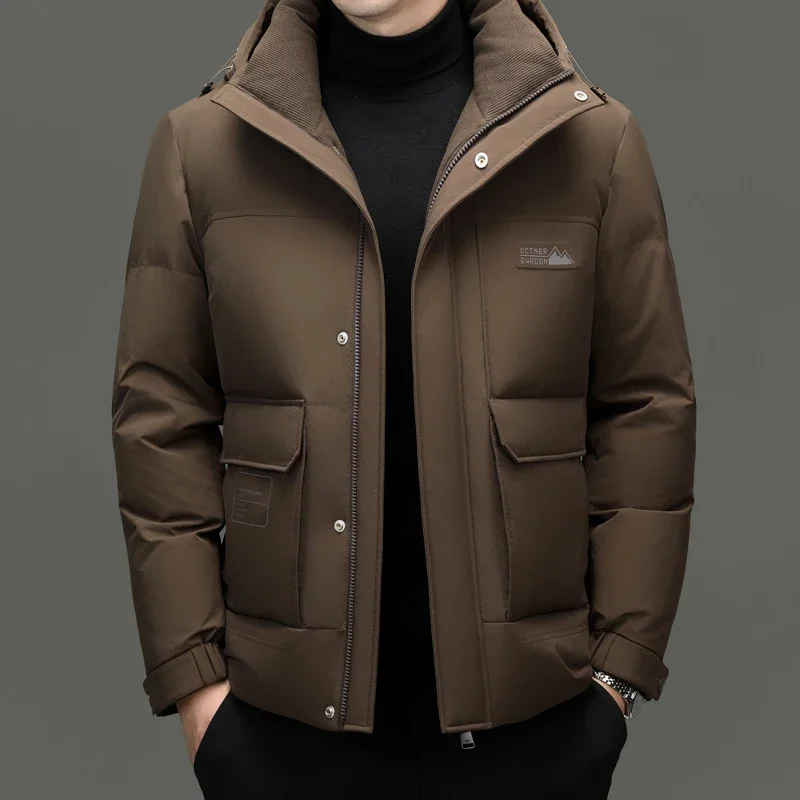 Chaqueta corta de plumón 2024, abrigos de invierno con capucha para hombre, ropa de diseñador para hombre, plumón de pato, chaqueta acolchada para hombre, abrigos para hombre