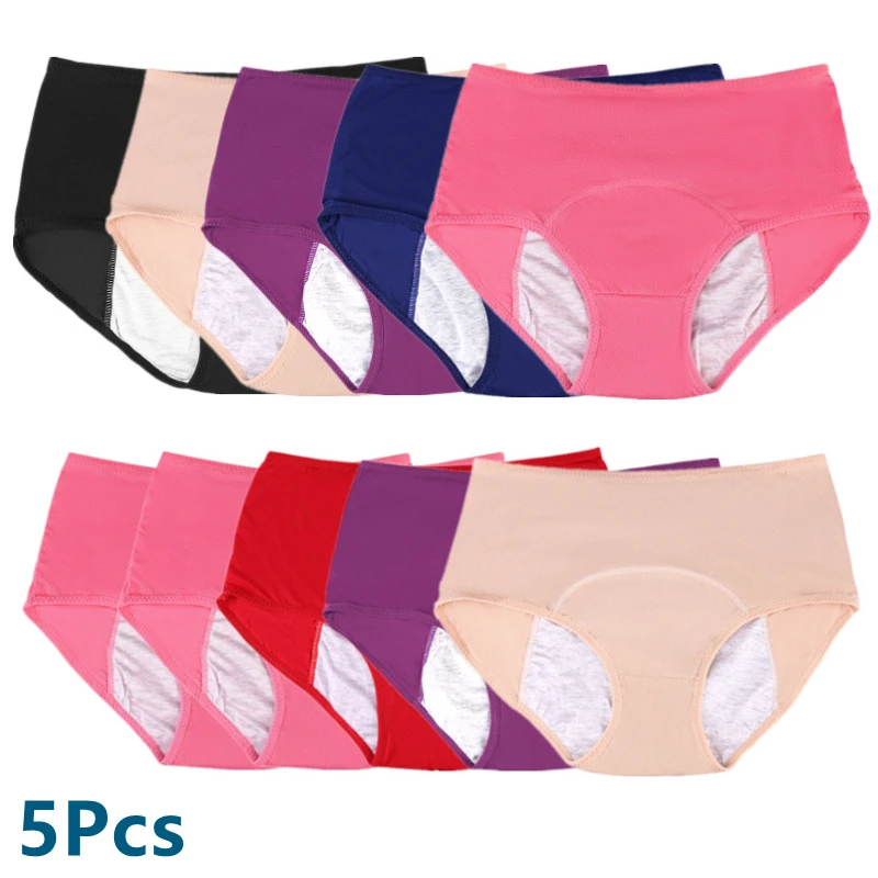 5 Pcs Menstrual Period Panties Women Leak Proof Cotton Comfort Incontinence  Briefs High Waist Sexy Mesh Underwear - AliExpress