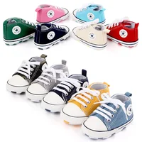 New Baby Shoes Boys Girls Classic Canvas Casual Sneakers Spring Newborn First Walker Toddler Soft Sole Non-Slip Walking Shoes 2