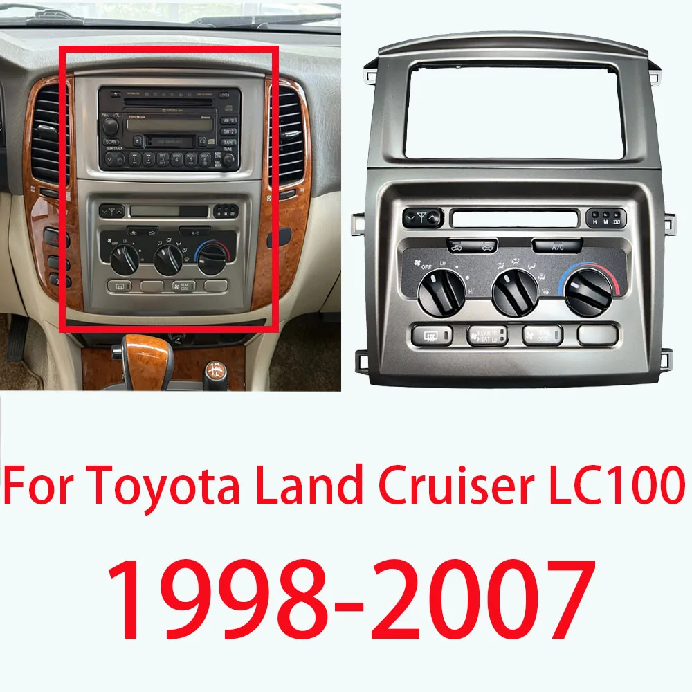 Panel de Control de Aire Acondicionado y Marco Central para DVD para Toyota Land Cruiser LC100 1998-2007, Consola Central del Tablero del Automóvil 55900-60850 1
