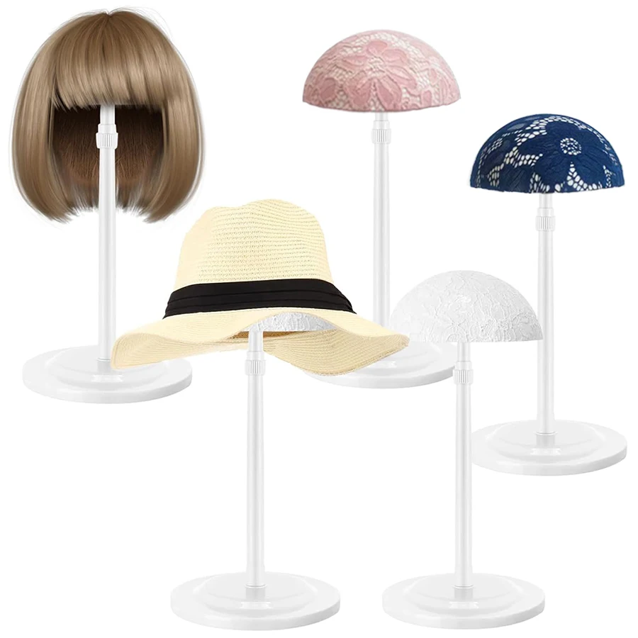 Adjustable Height Wig Stand Unisex Adult Lace Hat Display Plastic Wig Head Holder Portable Durable with Styling 1PC