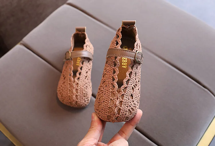 girls leather shoes Baby Shoes 2022 Spring Summer New Knitted Lace Fabric Breathable Girls Princess Shoes Non-slip Soft Baby Toddler Shoes F02084 child shoes girl