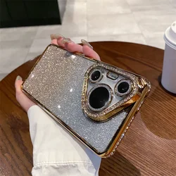Luxurious Diamond-Infused Sparkling Protective Phone Cover for pura70ultra (Gold)