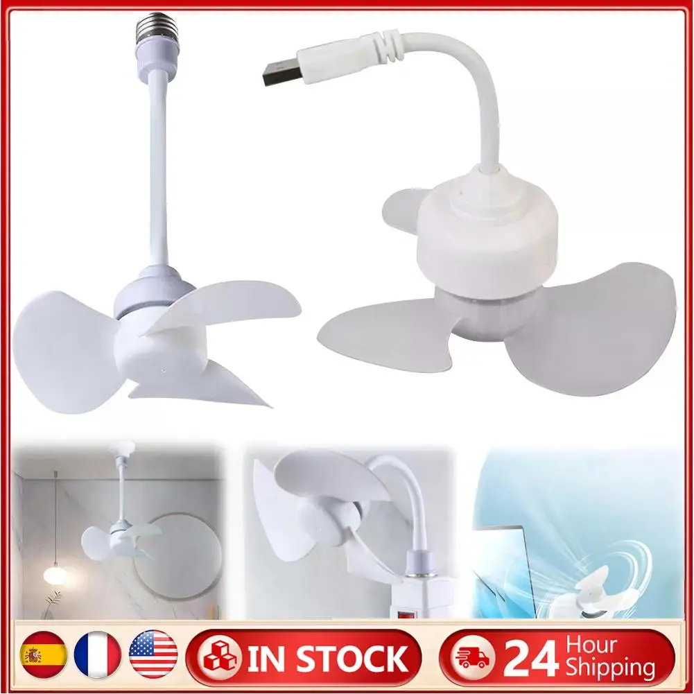 Indoor Ceiling Fan Light with E27 Base and USB