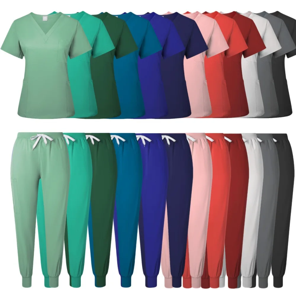 

Hot Sale Washable Soft Fabric Nurse Scrubs Hospital Uniform Medical Scrubs Women Jogger Scrubs Sets Nurse Uniforms Work Wear