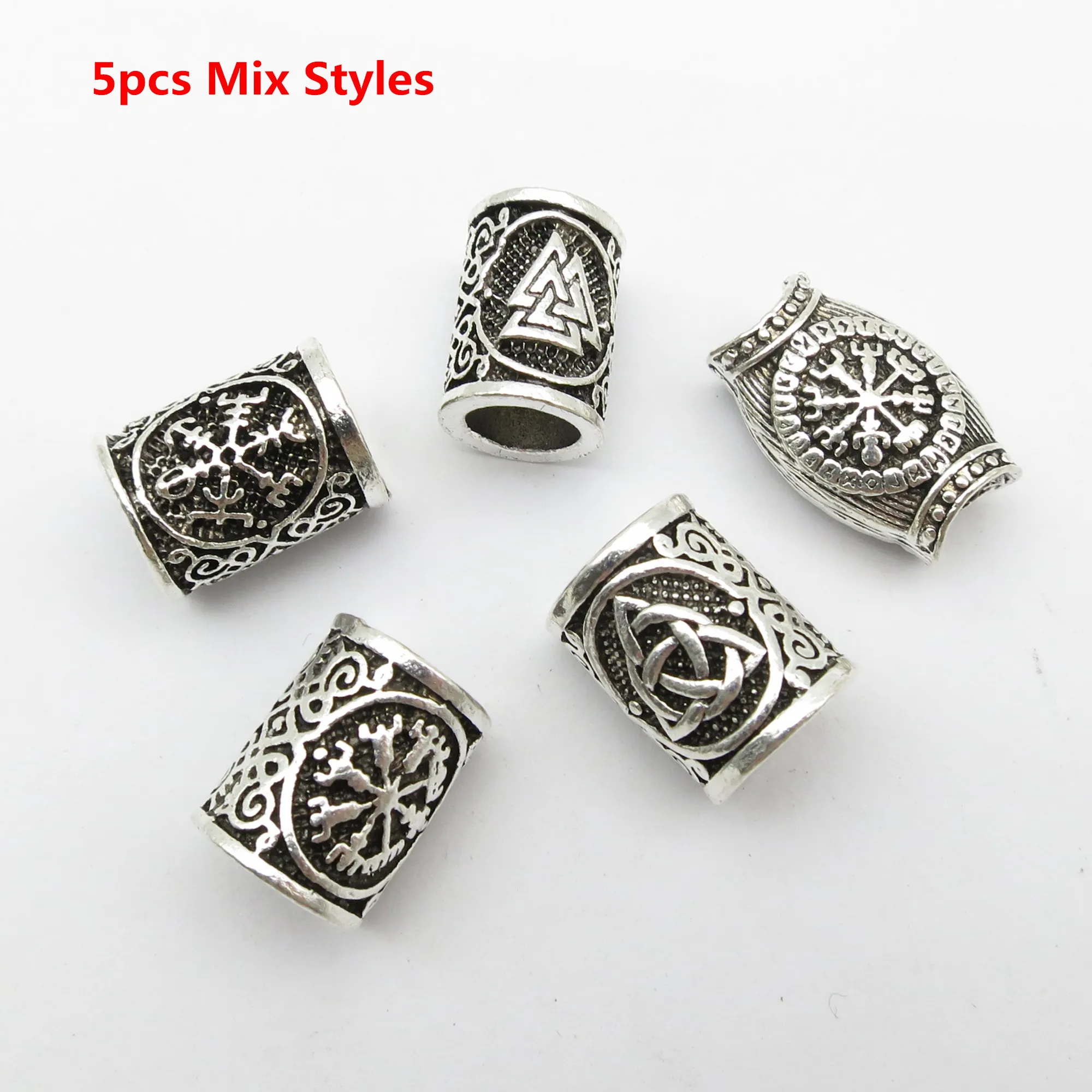 5pcs/2pcs Big Hole Rune Metal Viking Jewelry Beads For Hair Beard Dreadlock Braid hair braid accessories ring beads ring beads hair extensions tools For men women Hair Accessories
