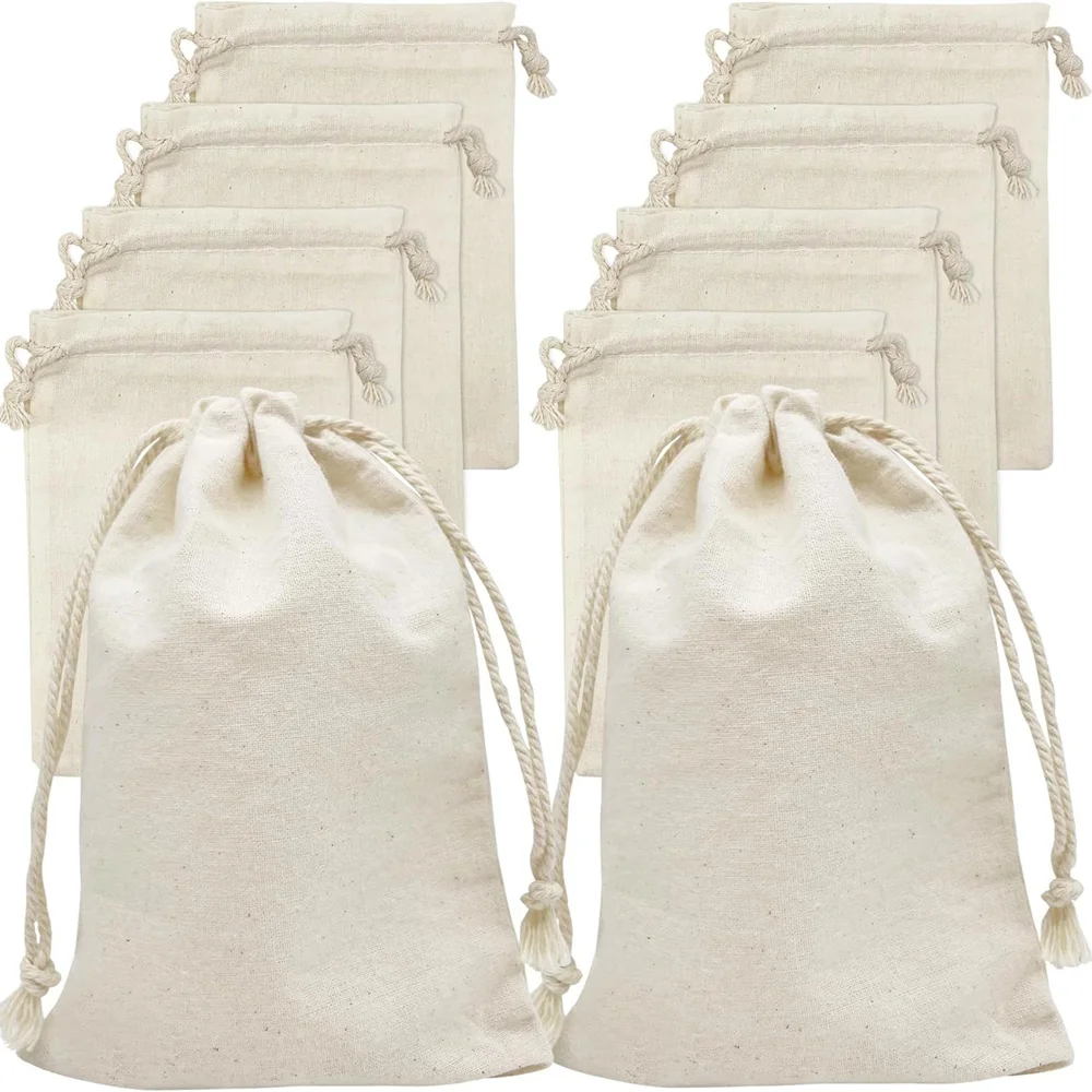 5/10/20 Teile/los Wiederverwendbare Natürliche Baumwolle Lagerung Taschen Weihnachten Hochzeit Geschenke Kerzen Kordelzug Beutel Startseite Organizer Staubbeutel