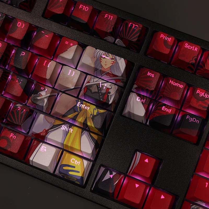 Anime Character Mechanical Keyboard Inuyasha Sesshoumaru Theme Pbt Cute Custom Keycap para Cherry Profile mx Switch 108 Teclas por Conjunto - Imagem 2