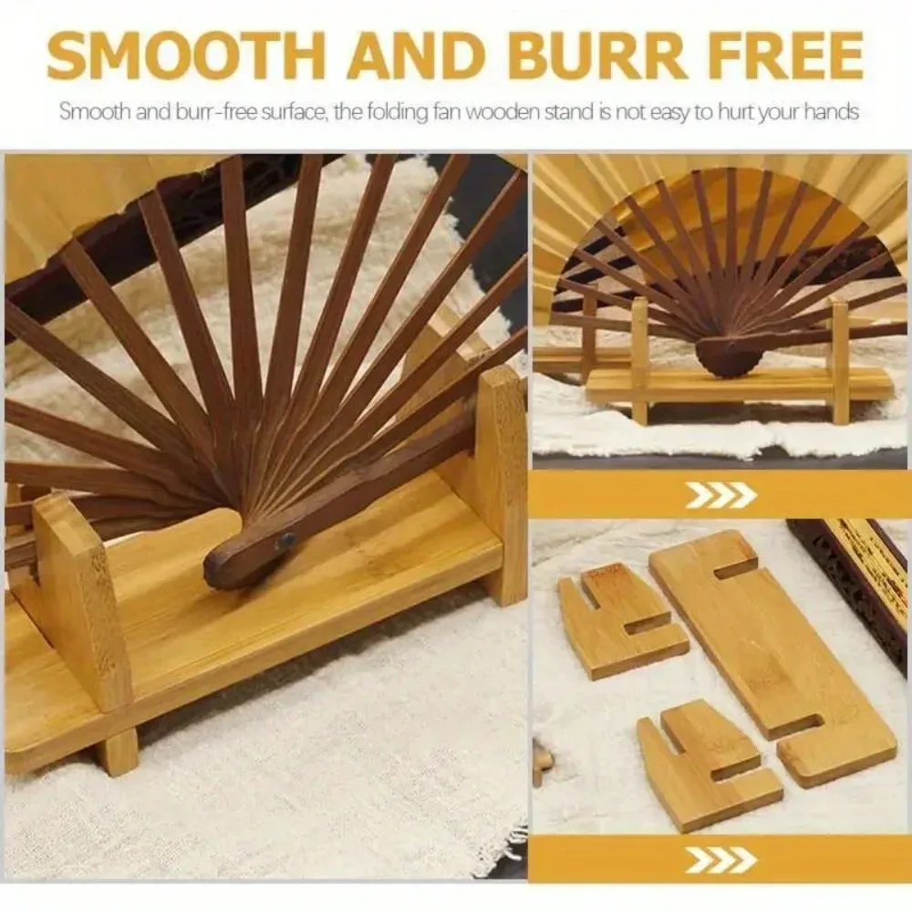Soportes De Exhibición Para Abanicos De Bambú - Pack De 2, Ideal Para Decoración Tradicional China O Japonesa