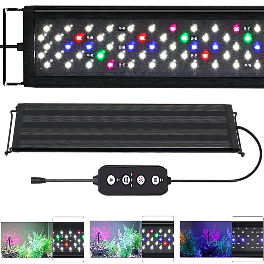 Aquarium Light 12-30 Inch Dimmable LED With Timer Power-off Memory Function Fish Tank Plant Growth 100-240V