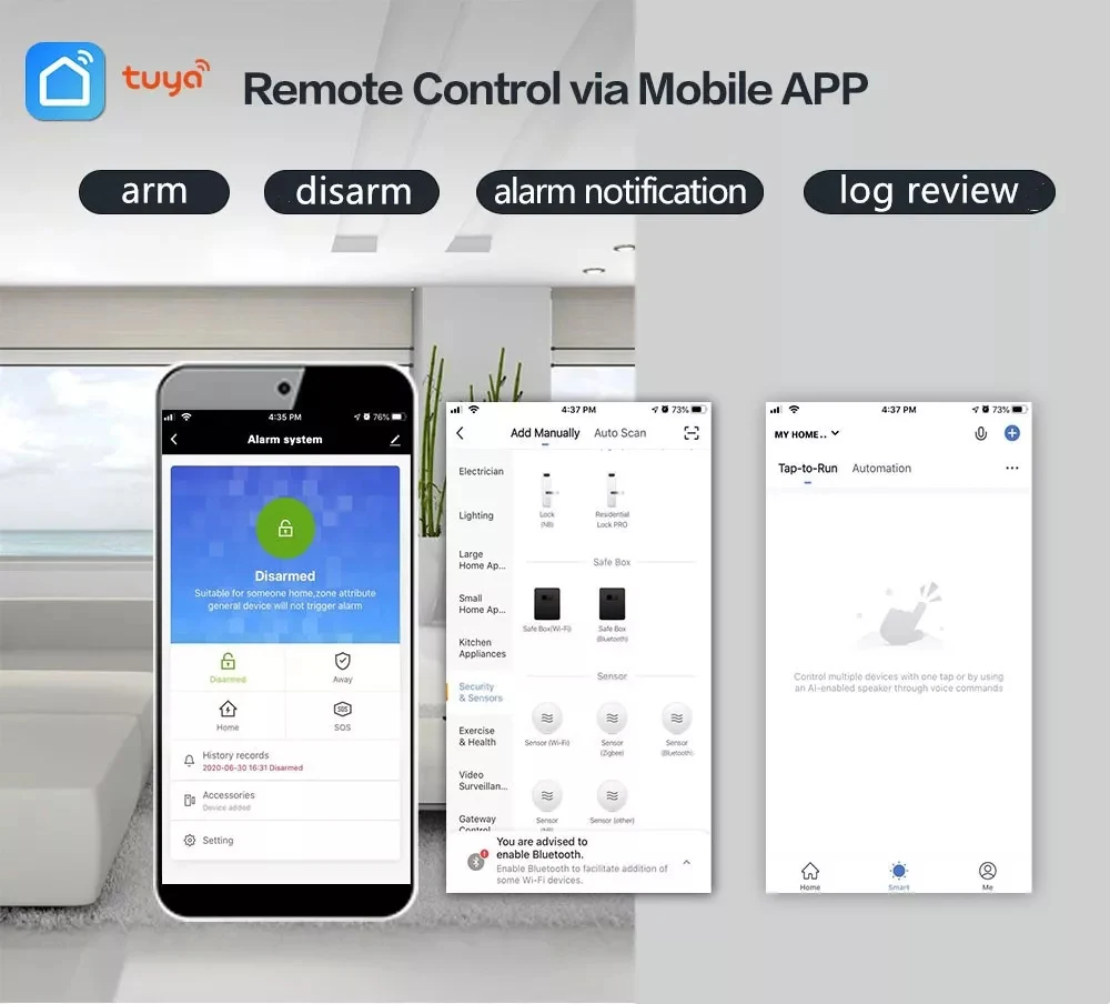 tuya app wifi gsm gprs sistema de alarme segurança sem fio em casa do assaltante integrado via wifi câmera ip com sirene piscando