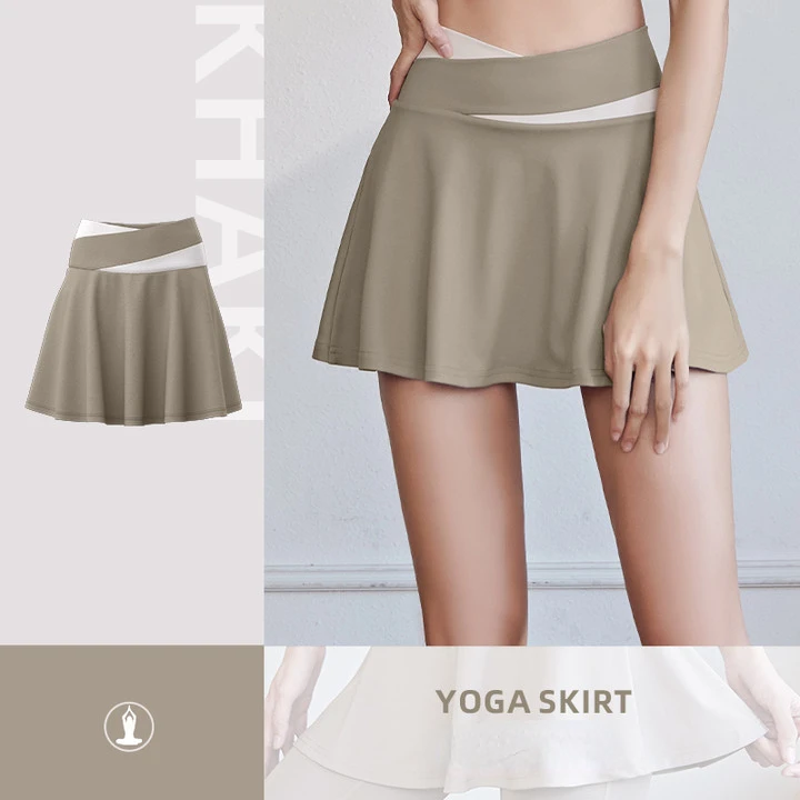 Beige - Falda corta para tenis con pantalones cortos interiores
